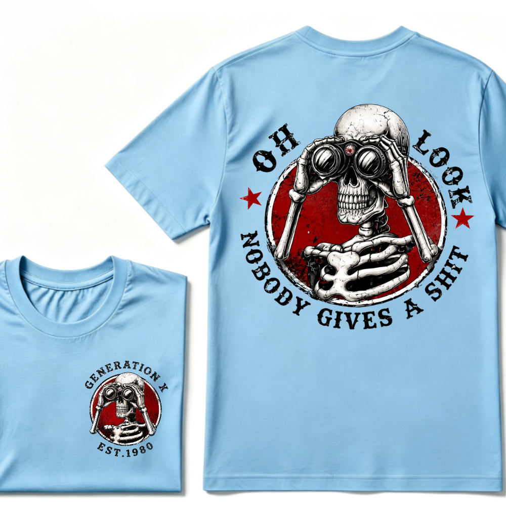 Generation X EST.Year Oh Look Nobody Gives A Shit Print T-Shirt
