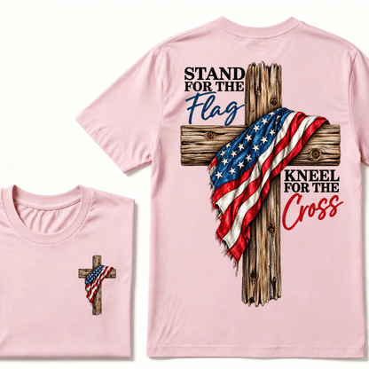 Stand For The Flag Kneel For The Cross Printed Casual T-Shirt