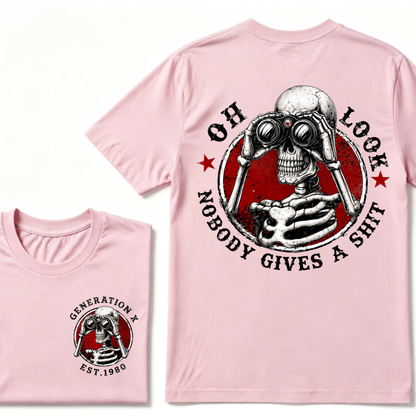 Generation X EST.Year Oh Look Nobody Gives A Shit Print T-Shirt