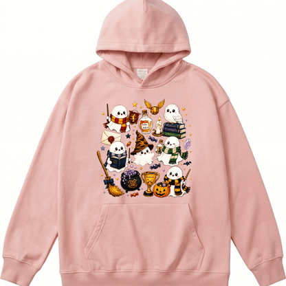 Halloween Cute Magical Ghost Hoodie, Cozy Halloween Party Hoodie