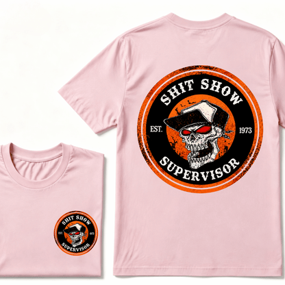 Custom Your Year Shit Show Supervisor EST.Year Skull Print T-Shirt