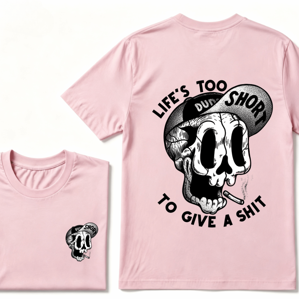 Life's Too Short To Give A Shyt Funny Skull Smoke Graphic Vintage T-Shirt
