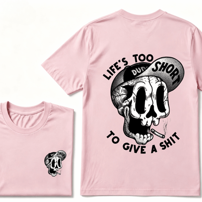 Life's Too Short To Give A Shyt Funny Skull Smoke Graphic Vintage T-Shirt
