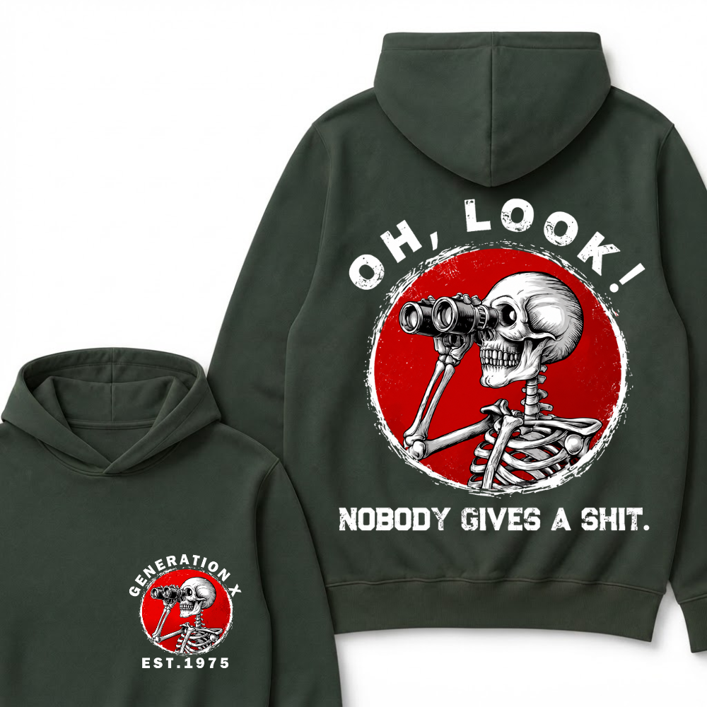 Custom Your Year Generation X EST.Year Oh,Look! Nobody Gives A Shit Print Hoodie