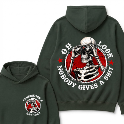 Generation X EST.Year Oh Look Nobody Gives A Shit Print Hoodie