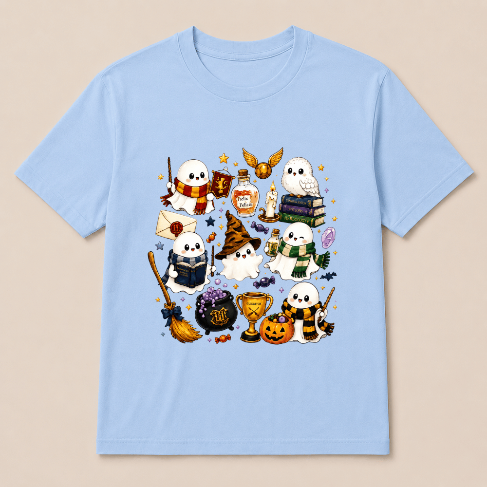 Halloween Cute Magical Ghost T-Shirt, Cozy Halloween Party Shirt