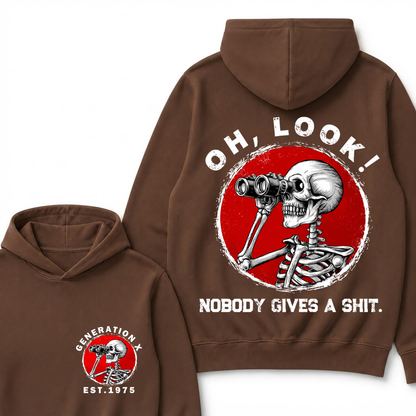 Custom Your Year Generation X EST.Year Oh,Look! Nobody Gives A Shit Print Hoodie