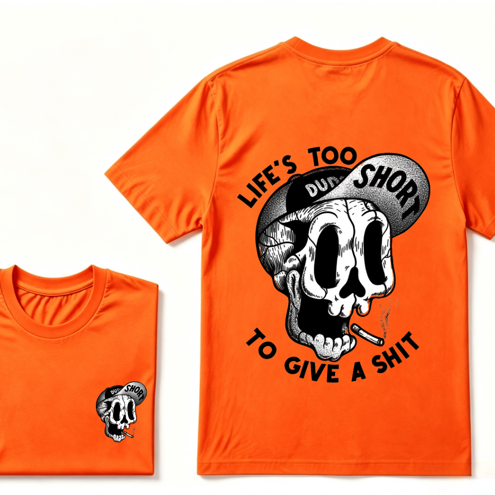 Life's Too Short To Give A Shyt Funny Skull Smoke Graphic Vintage T-Shirt