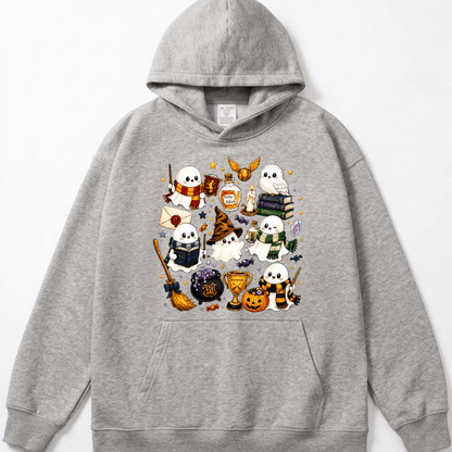 Halloween Cute Magical Ghost Hoodie, Cozy Halloween Party Hoodie