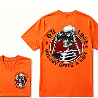 Generation X EST.Year Oh Look Nobody Gives A Shit Print T-Shirt