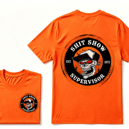 Custom Your Year Shit Show Supervisor EST.Year Skull Print T-Shirt